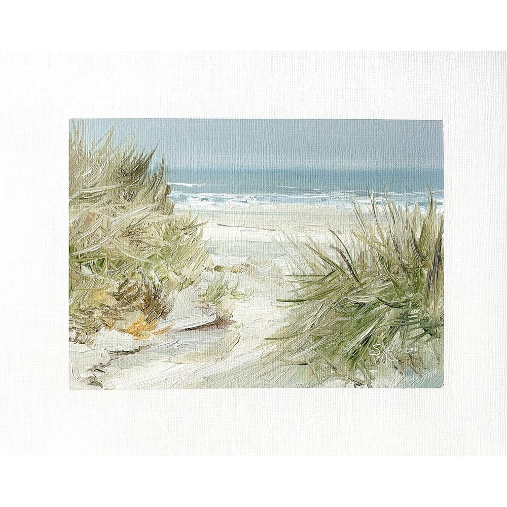 8x10 Original Oil Landscape Painting Seascape Impressionist Beach Dunes Signed